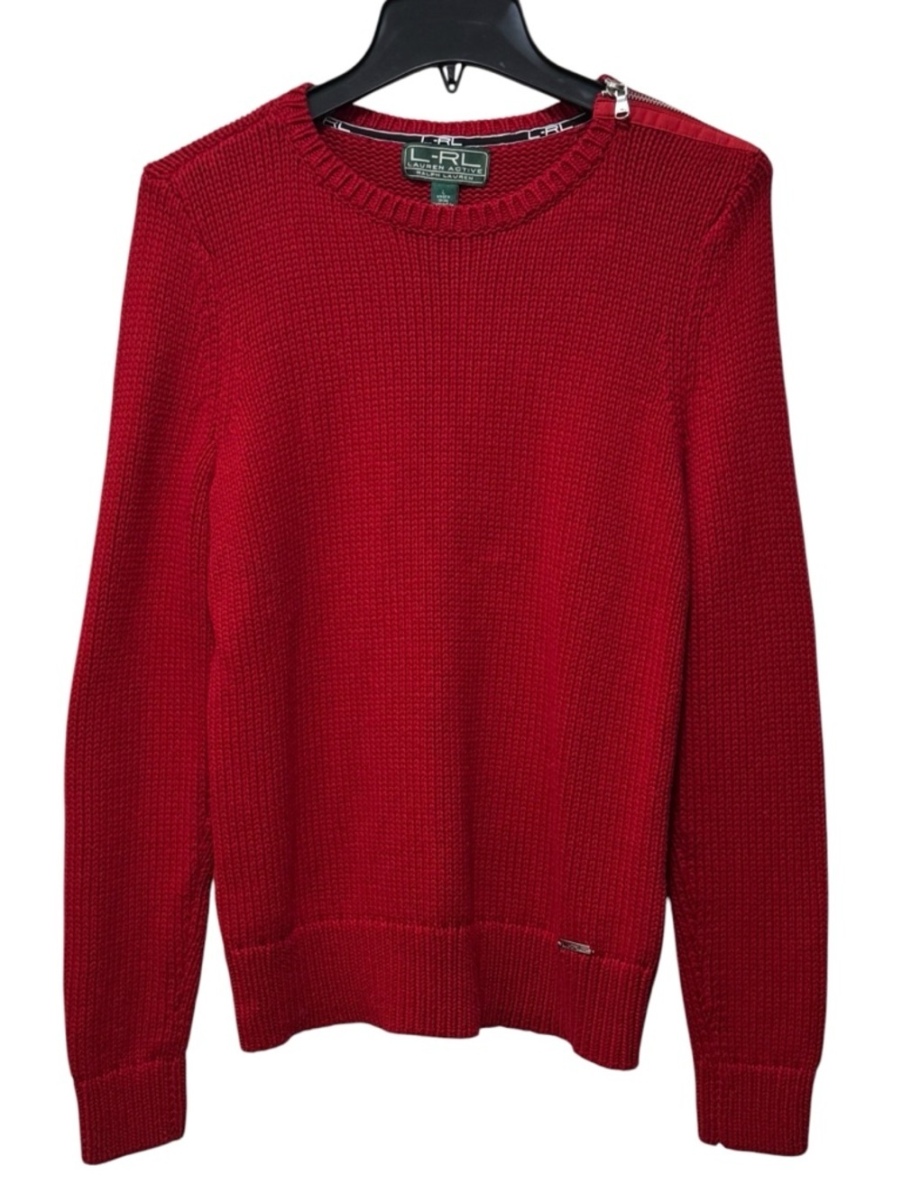 Lauren Active Ralph Lauren Women L Red Cotton Knit Crew Neck Sweater